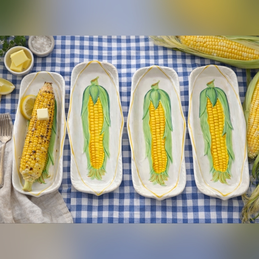 Vintage Corn Cob Serving Dishes Set of 4 | Shafford Japan Mid Century Plates